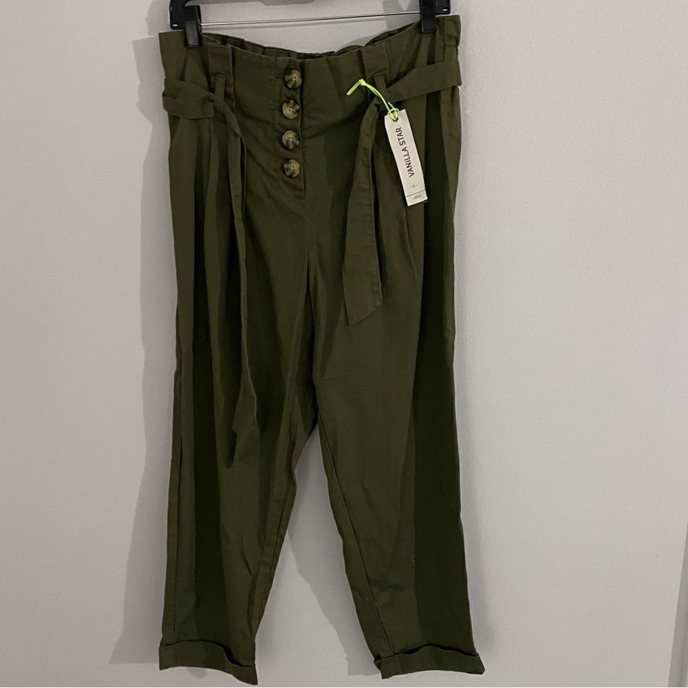 Vanilla Star Women’s Paperbag Waist High Waist Elastic Waist Pants